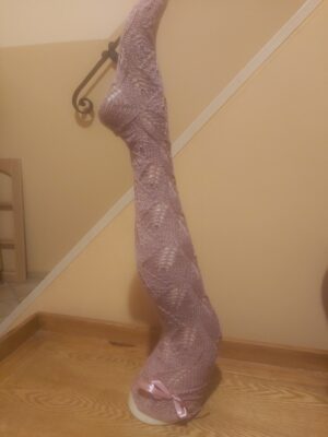 Handknitted lace stockings